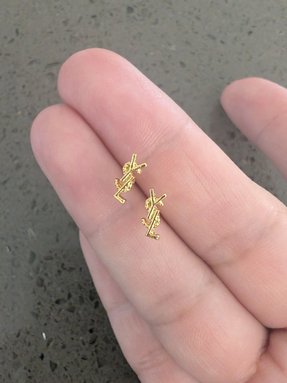 Gold Logo Stud Earrings - Women's Fashion Jewelry YSL